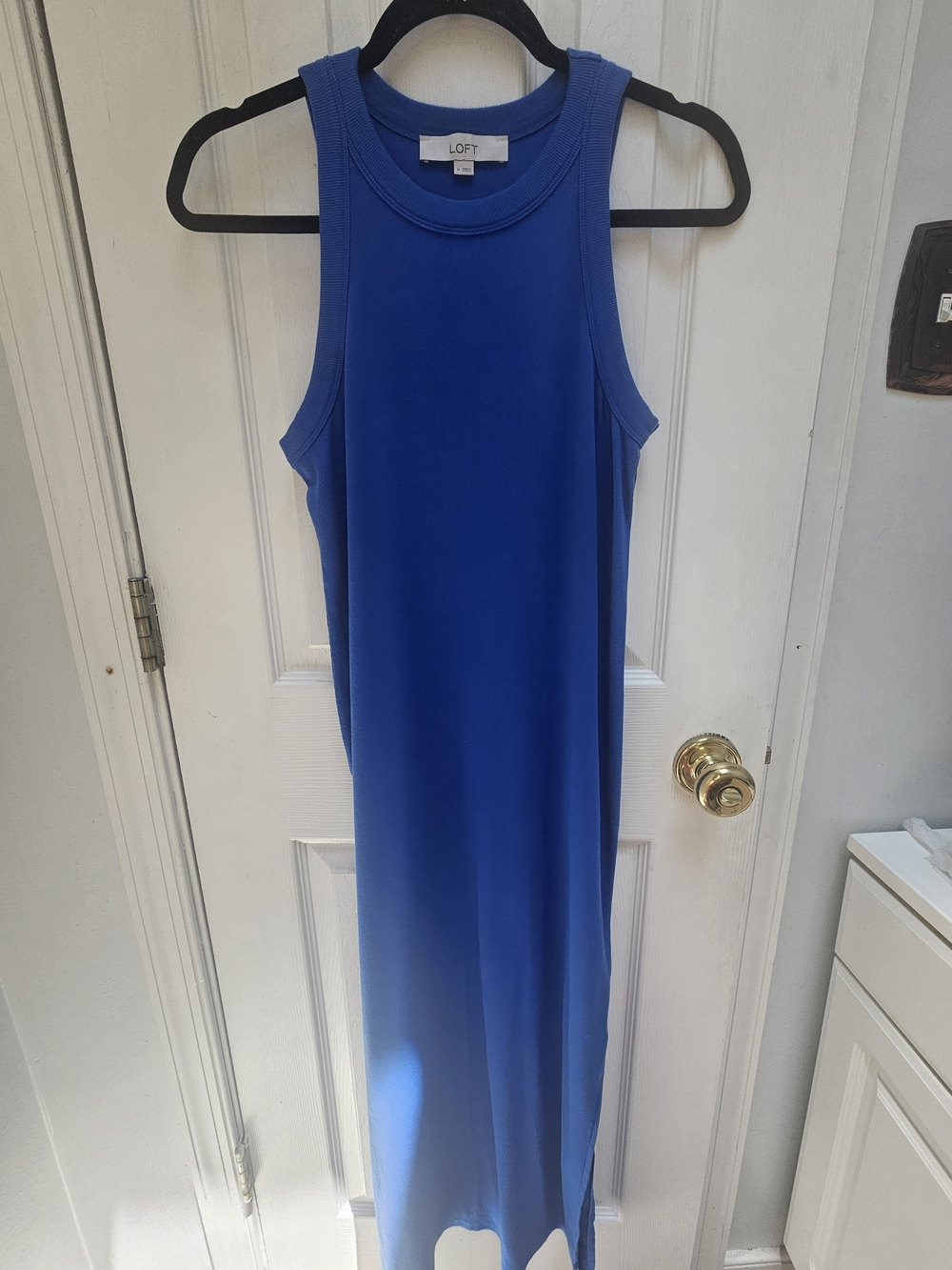 LOFT Cobalt Blue Racerback Ribbed Tank Midi Dress